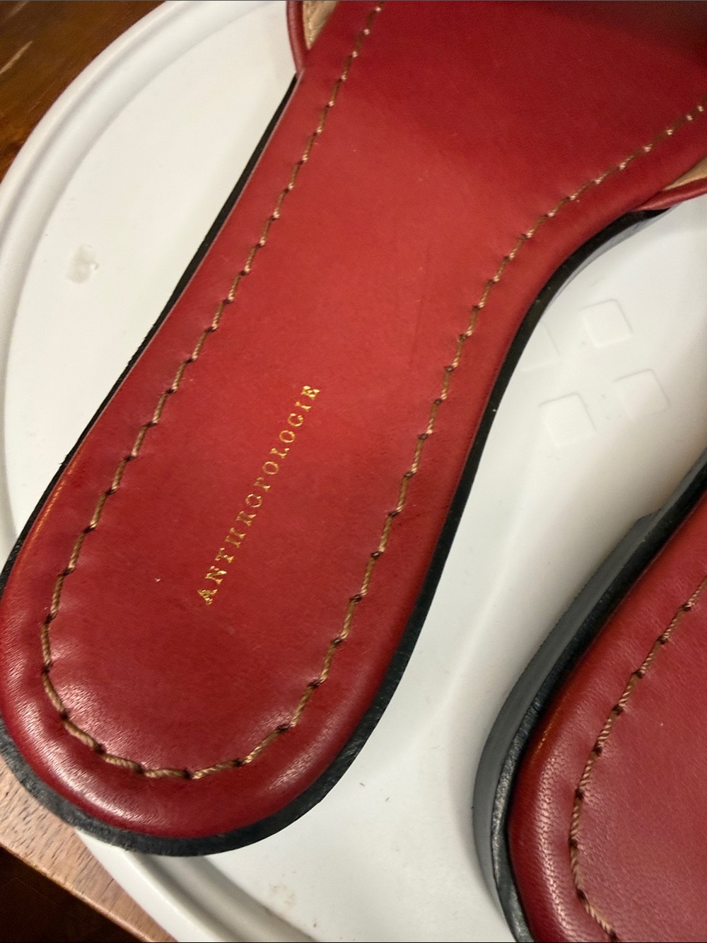 NWOB Anthropologie Red Woven Leather
Slide Sandals Size 40 - Picture 4 of 7